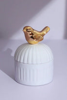 Cute Bird Jasmine or Green Tea Scented Candle, Soya Wax in Ceramic Jewellery Pot - G Decor