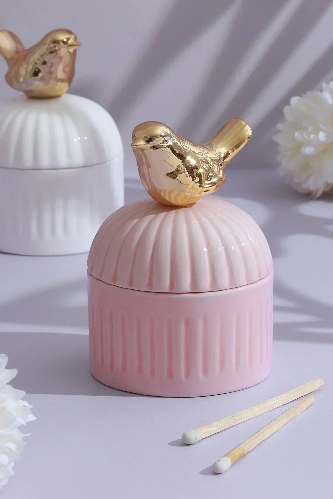 Cute Bird Soy Wax Scented Candle in Ceramic Jewellery Pot