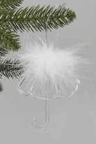 G Decor Christmas Decorations White Delicate Glass Umbrella with White Feather Christmas Tree Decoration