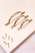 Cabinet D handle in aged brass, 4, 5 and 6 inch