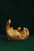 Brass Sculpted Wine Bottle Holder in Gold — alternate view, G Decor