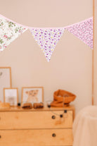 Elegant Pink and White Floral Cloth Bunting - G Decor