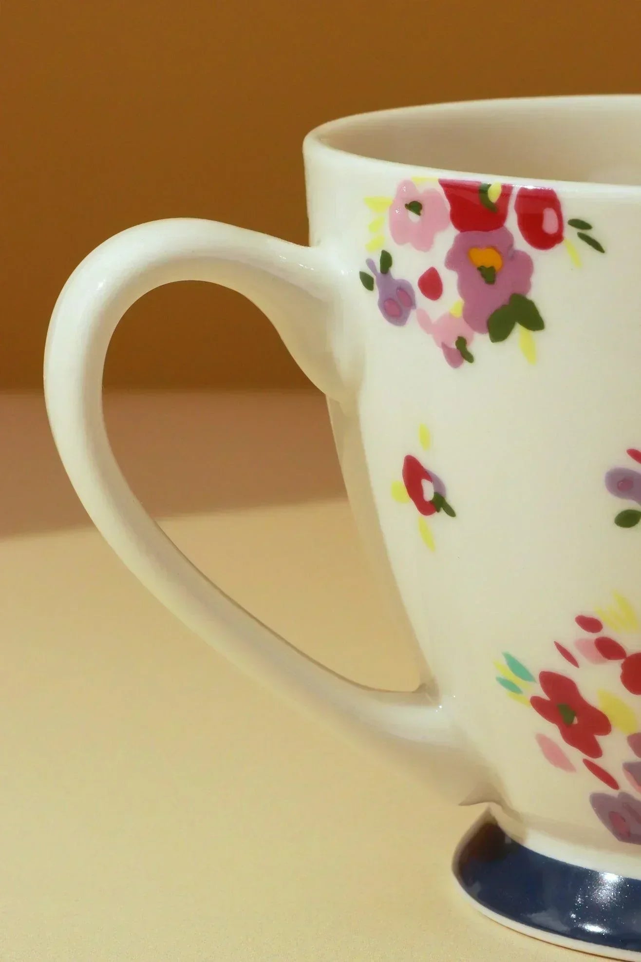 English Cottage Garden Floral Ceramic Mug — close-up view, G Decor