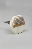 Estella Grey Marble Handcrafted Brass Door Knob - G Decor