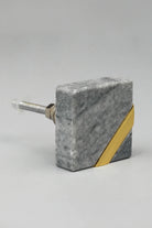 Estella Grey Marble Handcrafted Brass Door Knob - G Decor