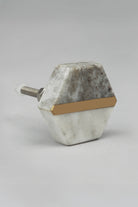 Estella Grey Marble Handcrafted Brass Door Knob - G Decor