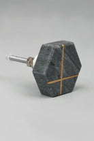 Estella Grey Marble Brass Cabinet Knob — close-up view, G Decor