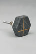 Estella Grey Marble Brass Cabinet Knob — close-up view, G Decor