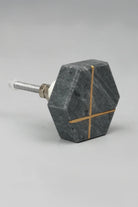 Estella Grey Marble Handcrafted Brass Door Knob - G Decor