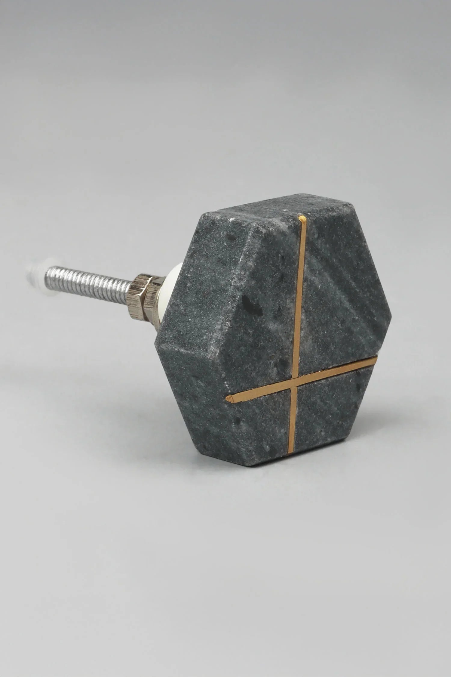 Estella Grey Marble Handcrafted Brass Door Knob - G Decor