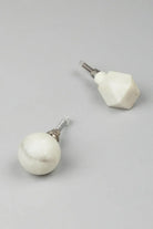 Estella handcrafted white marble cabinet pull knob — natural stone drawer hardware, G Decor
