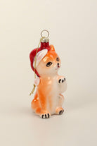 Festive Ginger Cat Hand-Blown & Hand-Painted Glass Christmas Tree Ornament Santa Hat Decoration - G Decor
