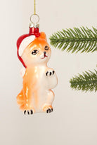 Festive Ginger Cat Hand-Blown & Hand-Painted Glass Christmas Tree Ornament Santa Hat Decoration - G Decor