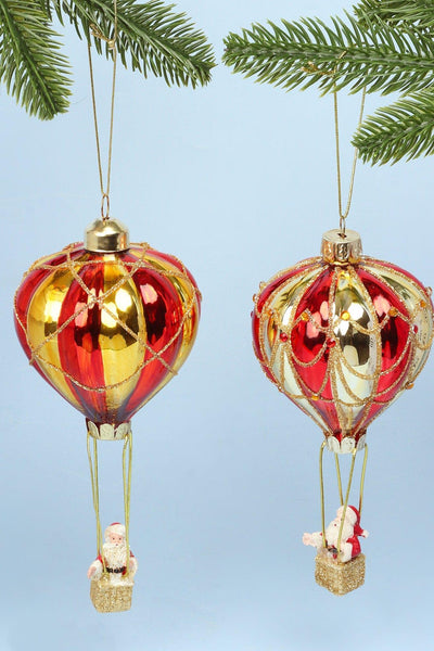 G Decor Christmas Decorations Festive Santa Hot Air Balloon Christmas Tree Baubles