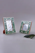 Folia Bone Inlay Photo Frame in Forest Green Floral — G Decor