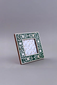 Folia Bone Inlay Photo Frame in Forest Green Floral