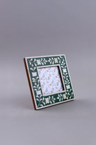 Folia Handcrafted Horn Bone Inlay Photo Frame Forest Green Floral Picture Display - G Decor