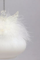 Frost Angel Glass and Feather Christmas Tree Bauble — close-up view, G Decor