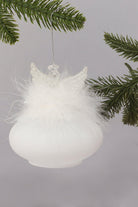 Frost Angel Glass & Feather Christmas Tree Decoration Hanging Angel Bauble Ornament - G Decor