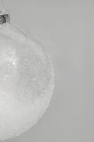Large Frosted Glass Christmas Bauble with Real Feathers Inside — lifestyle view, G Decor