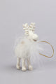 Frosted Fluffy White Reindeer Hanging Ornament Festive Tree Hanging Decoration - G Decor