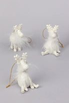 Frosted White Reindeer Christmas Tree Hanging Ornament — view 5, G Decor