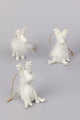 Frosted Fluffy White Reindeer Hanging Ornament Festive Tree Hanging Decoration - G Decor