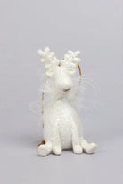 Frosted White Reindeer Christmas Tree Hanging Ornament — lifestyle view, G Decor
