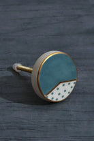 Geometric and Polka Dot Hand-Painted Ceramic Cabinet Knob Collection — close-up view, G Decor