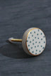 Geometric and polka-dot ceramic knobs styled together — hand-painted, G Decor