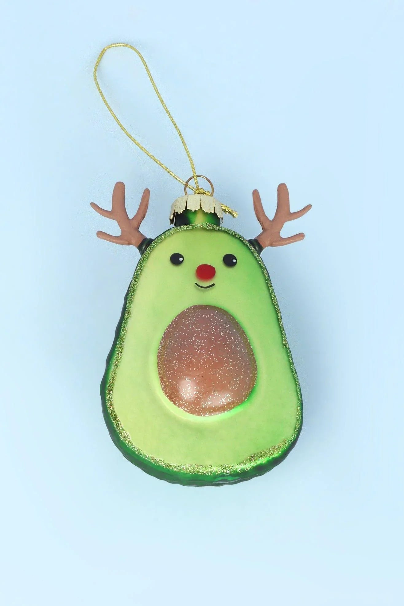 Hand-Blown Glass Avocado Christmas Tree Bauble Collection — view 5, G Decor