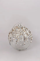 Silver Frosted Glass Christmas Bauble with Beads and Snowflake Design — lifestyle view, G Decor