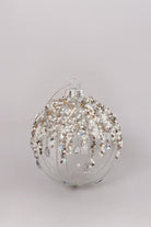 Glass Bauble with Beads and Silver Frosted Glass Bauble with Snowflake Design - G Decor