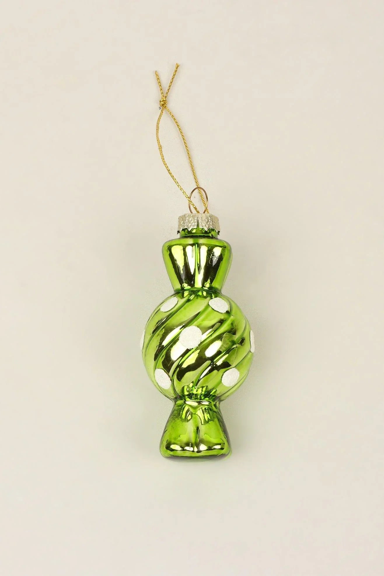 Set of 3 Hand-Painted Glass Sugar Twist Candy Christmas Baubles — view 5, G Decor