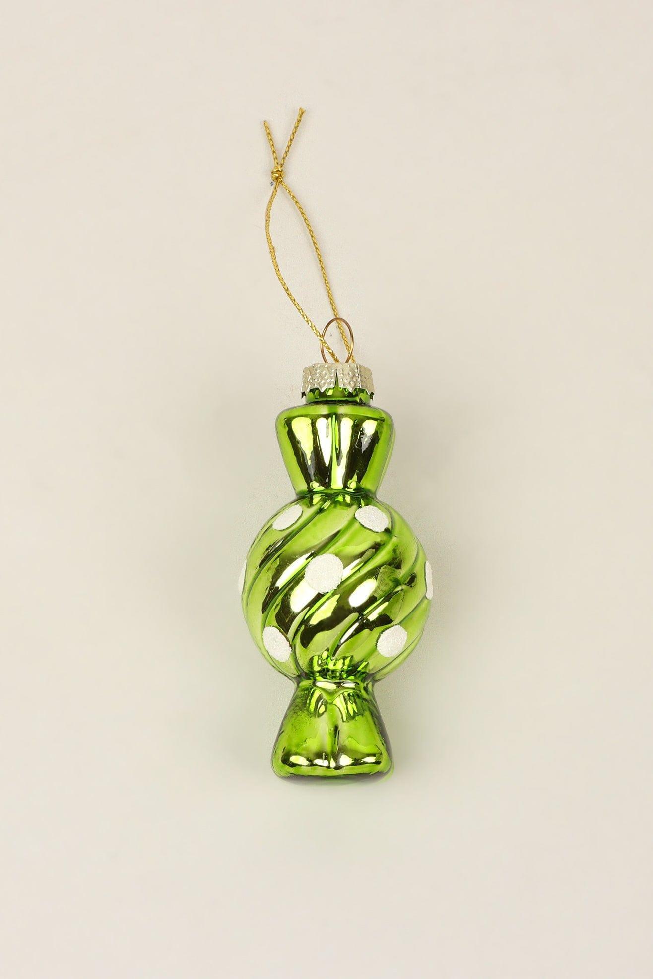 Glass Candy Ornaments Set of 3 Hand-Painted Sugar Twist Sweets Christmas Tree Baubles - G Decor