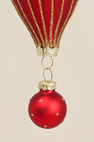 Glass Hot Air Balloon Hand-Painted Christmas Bauble Red and Gold Hanging Tree Decoration - G Decor