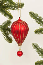 Hand-Painted Glass Hot Air Balloon Christmas Bauble in Red and Gold — G Decor