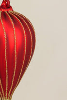 Glass Hot Air Balloon Hand-Painted Christmas Bauble Red and Gold Hanging Tree Decoration - G Decor