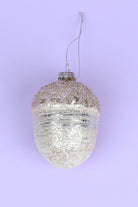 G Decor Christmas Decorations Silver Glamorous Glittery Giant Acorn