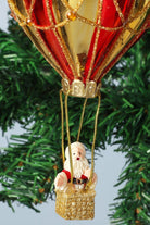 Glass North Pole Santa Hot Air Balloon Christmas Bauble — view 6, G Decor