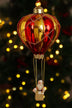 Glass North Pole Santa Hot Air Balloon Christmas Bauble — view 8, G Decor