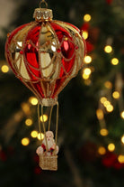 Glass North Pole Santa Hot Air Balloon Christmas Bauble — view 7, G Decor