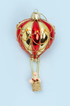 Glass North Pole Santa Hot Air Balloon Christmas Bauble — close-up view, G Decor