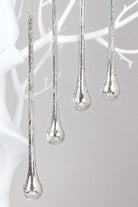 Set of 6 Long Silver Mottled Glass Droplets Christmas Decorations — alternate view, G Decor