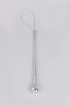 Glass Set of 6 Long Silver Mottled Droplets Christmas Tree Decorations Elegant Hanging Ornaments - G Decor