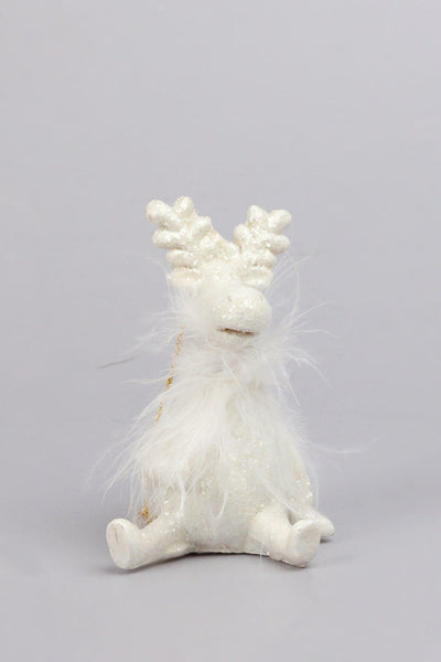 G Decor Christmas Decorations White / Style 2 Glittery and Fluffy White Cartoon Reindeer Ornaments