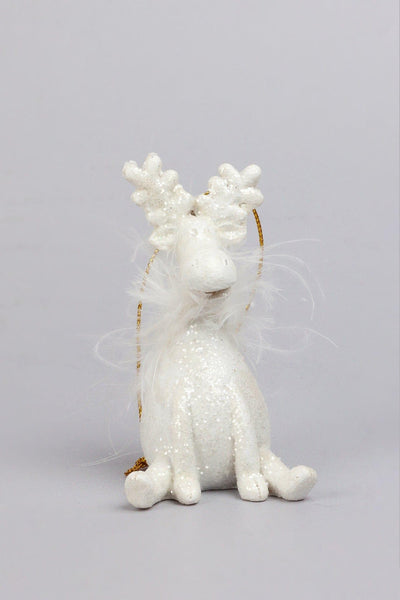 G Decor Christmas Decorations White / Style 3 Glittery and Fluffy White Cartoon Reindeer Ornaments