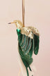 Gold Bird Christmas Tree Decoration with Sequins and Feathers — close-up view, G Decor