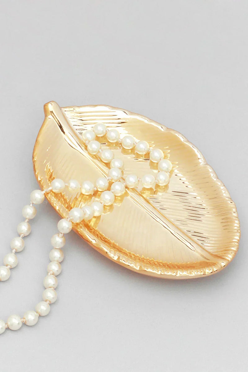 Ceramic Botanical Gold Leaf Catchall Dish and Jewellery Tray