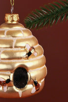 Hand-Painted Golden Beehive Glass Christmas Bauble — alternate view, G Decor